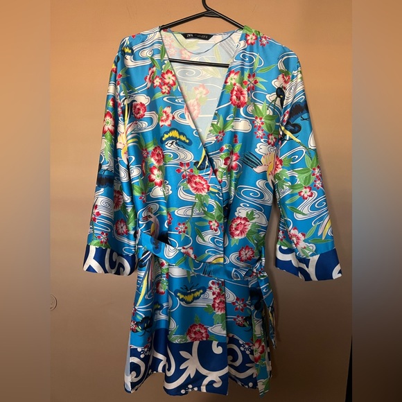 Zara Tops - ZARA Belted Printed Kaftan